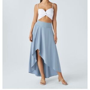 Halara Breezeful High Waisted High Low Ruffle Flowy Casual Regular Maxi Skirt